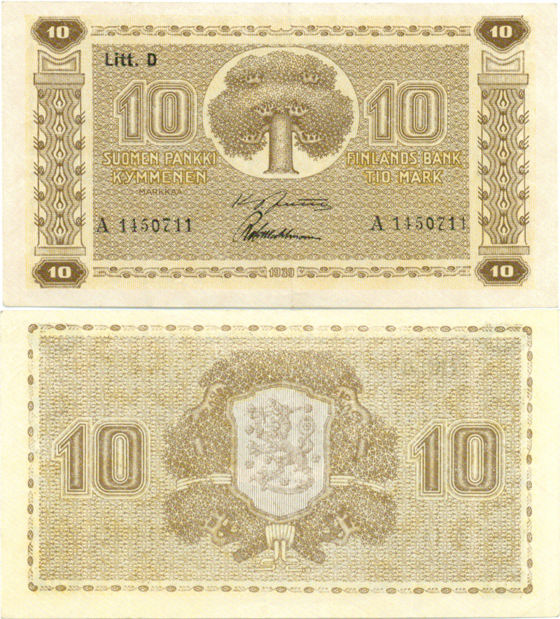 10 Markkaa 1939 Litt.D A1450711
